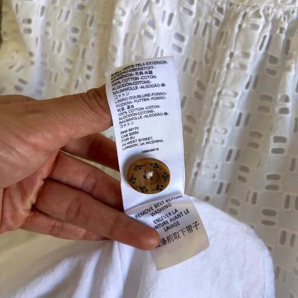 Anthropologie Women's Size 12 Eyelet Sleeveless Button-Front Romper Dress Lined - Picture 8 of 10